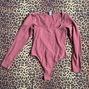 Los Angeles Apparel Rust Long Sleeve Scoop Neck Bodysuit